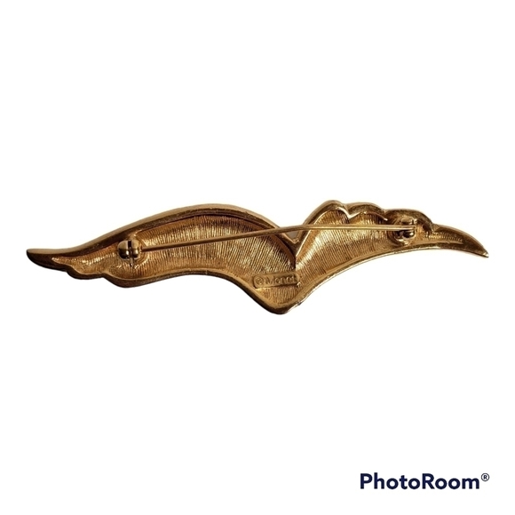 vintage Mid Century Modern Monet Gold Toned Brooch 3" - Picture 2 of 4